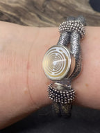 Armband-silberfarbend,mit 2x Wechseldruckknopf,Symbol Lakhovsky MWO Schwingkreis Oszillator Antenne (stromlos), Wechsel Disc ca. 18 mm hinter Glas,