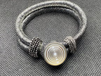 Armband-silberfarbend,mit 2x Wechseldruckknopf,Symbol Lakhovsky MWO Schwingkreis Oszillator Antenne (stromlos), Wechsel Disc ca. 18 mm hinter Glas,