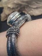 Armband-silberfarbend,mit 2x Wechseldruckknopf,Symbol Lakhovsky MWO Schwingkreis Oszillator Antenne (stromlos), Wechsel Disc ca. 18 mm hinter Glas,