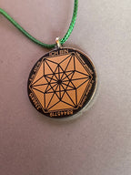 Amulett – Fassung Blume des Lebens – Bifilar / Fermat + Vector Equilibrium – 30 mm / goldlegiert / nachtschwarz – Produktansi
