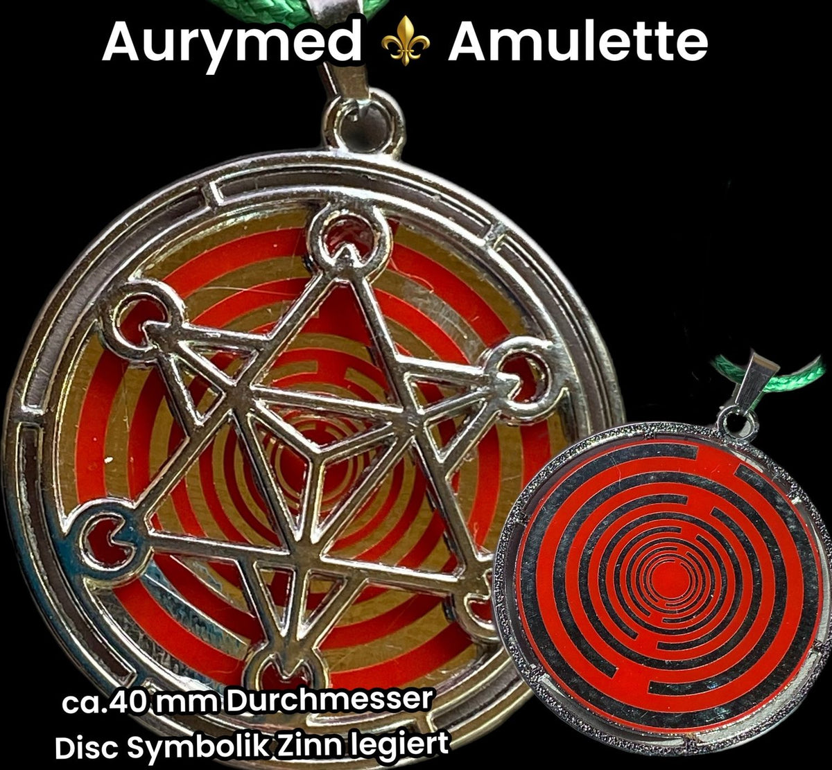 Amulett – Merkaba – Lakhovsky MWO Antenne als – Lakhovsky MWO + Merkaba – 35 mm / zinnlegiert / Fassung – Produktansicht 1