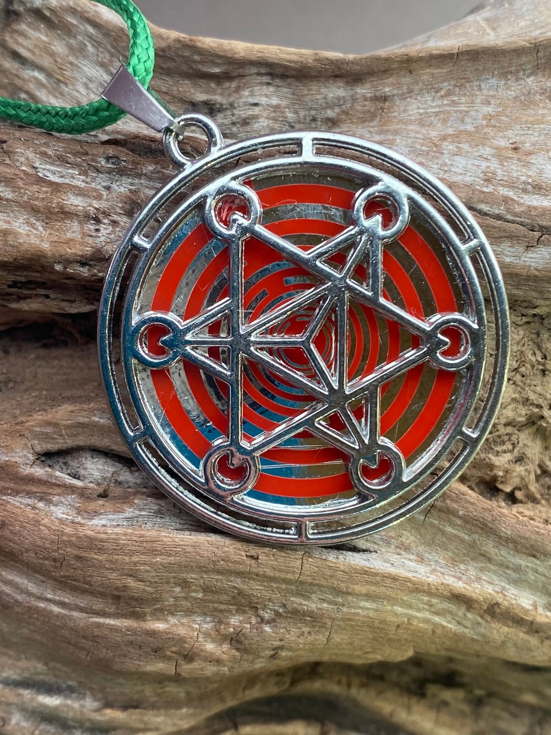 Amulett – Merkaba – Lakhovsky MWO Antenne als – Lakhovsky MWO + Merkaba – 35 mm / zinnlegiert / Fassung – Produktansicht 1