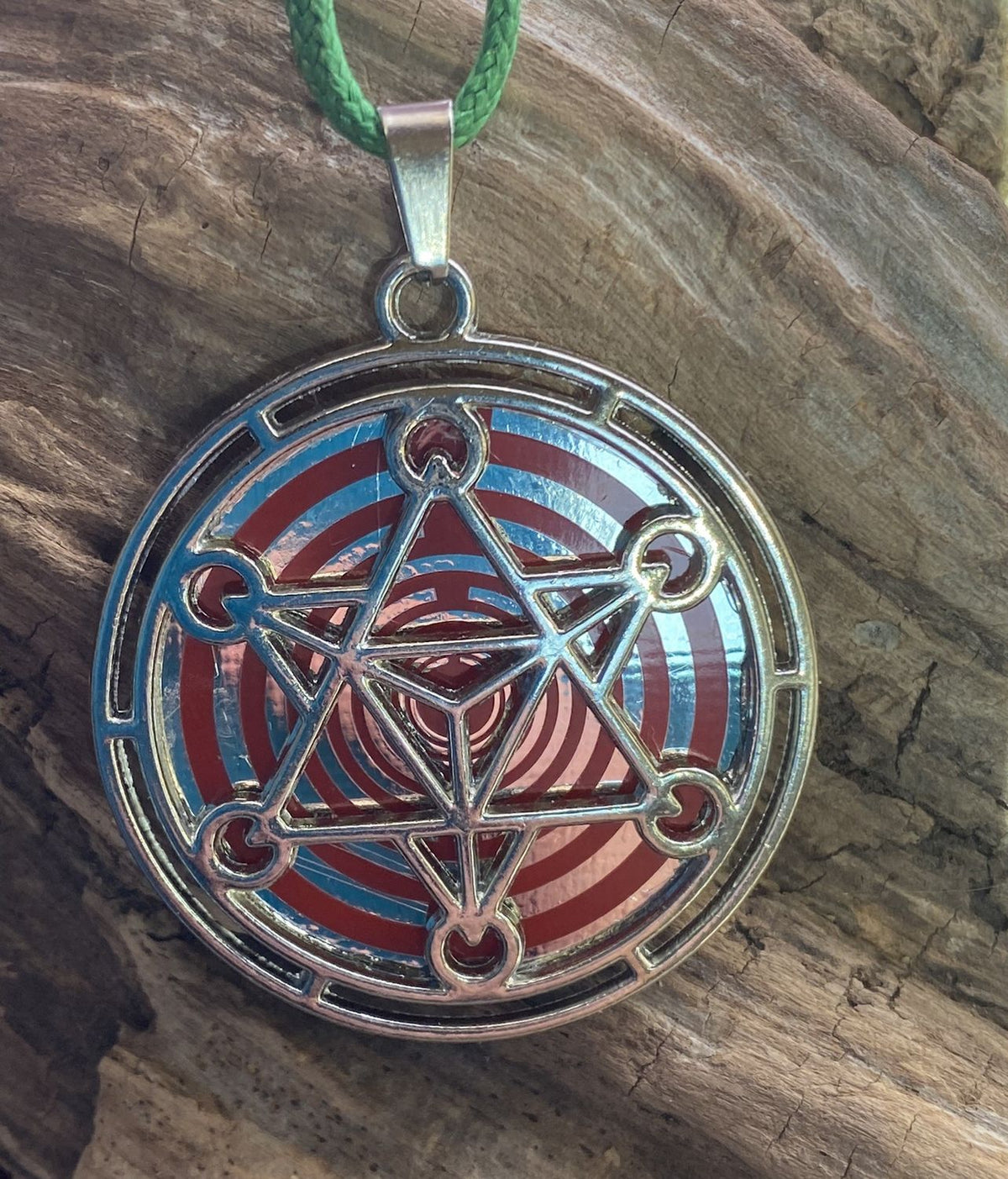 Amulett – Merkaba – Lakhovsky MWO Antenne als – Lakhovsky MWO + Merkaba – 35 mm / zinnlegiert / Fassung – Produktansicht 1