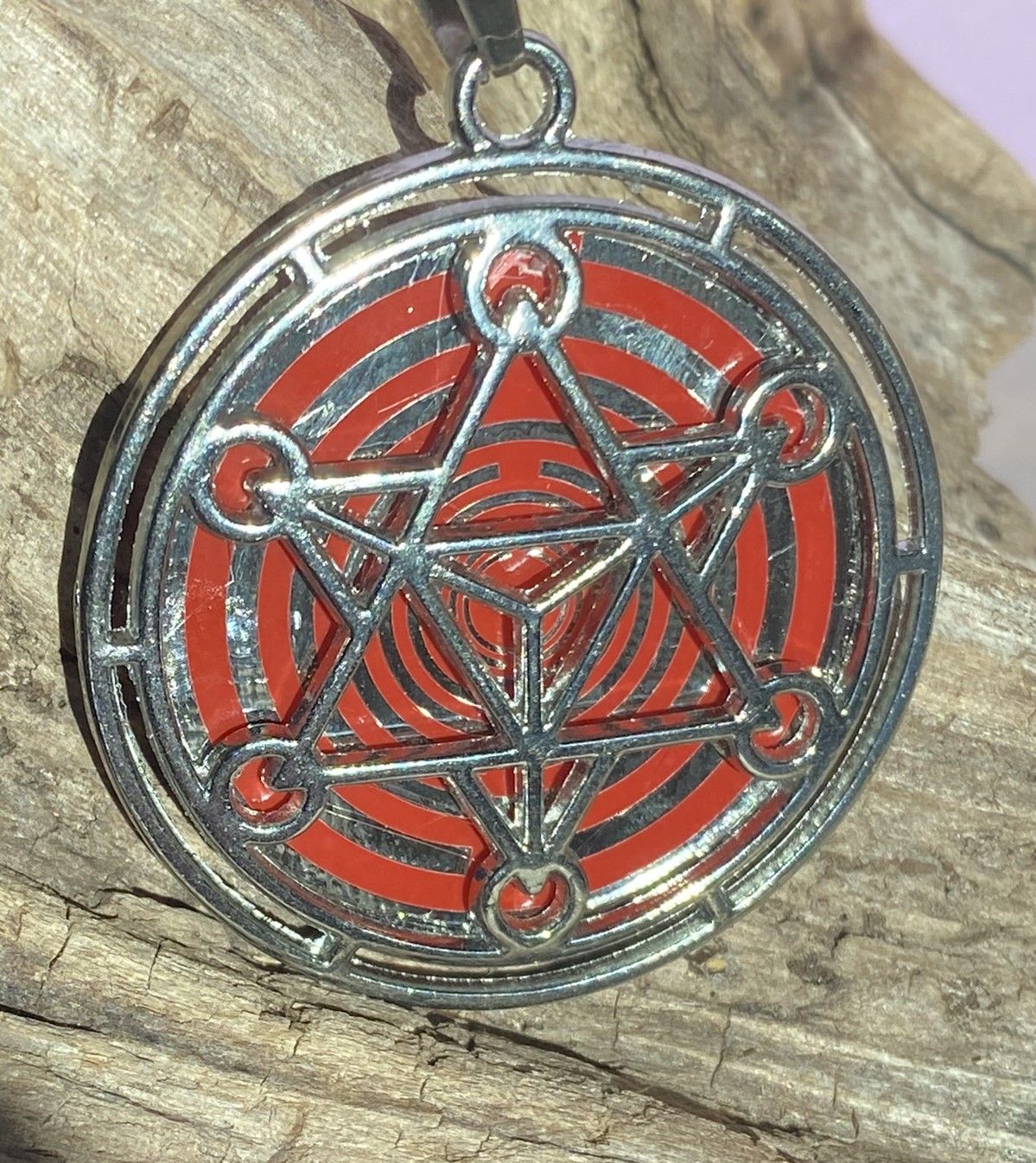 Amulett – Merkaba – Lakhovsky MWO Antenne als – Lakhovsky MWO + Merkaba – 35 mm / zinnlegiert / Fassung – Produktansicht 1