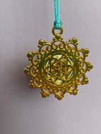 Amulett – Blume des Lebens, Lakhovsky MWOals weißer Coin mit goldlegiert eingearbeitet – Produktansicht 1