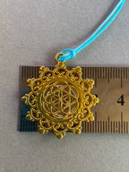 Amulett – Blume des Lebens, Lakhovsky MWOals weißer Coin mit goldlegiert eingearbeitet – Produktansicht 1