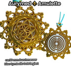 Amulett – Blume des Lebens, Lakhovsky MWOals weißer Coin mit goldlegiert eingearbeitet – Produktansicht 1