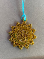Amulett – Blume des Lebens, Lakhovsky MWOals weißer Coin mit goldlegiert eingearbeitet – Produktansicht 1