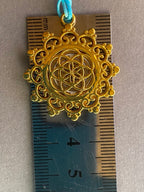 Amulett – Blume des Lebens, Lakhovsky MWOals weißer Coin mit goldlegiert eingearbeitet – Produktansicht 1