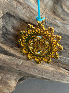 Amulett – Blume des Lebens, Lakhovsky MWOals weißer Coin mit goldlegiert eingearbeitet – Produktansicht 1