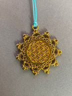 Amulett – Blume des Lebens, Lakhovsky MWOals schwarzer Coin mit goldlegiert eingearbeitet – Produktansicht 1
