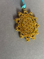 Amulett – Blume des Lebens, Lakhovsky MWOals schwarzer Coin mit goldlegiert eingearbeitet – Produktansicht 1