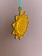 Amulett – Blume des Lebens, Lakhovsky MWOals schwarzer Coin mit goldlegiert eingearbeitet – Produktansicht 1