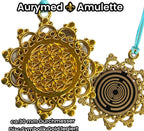 Amulett – Blume des Lebens, Lakhovsky MWOals schwarzer Coin mit goldlegiert eingearbeitet – Produktansicht 1