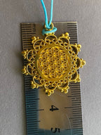 Amulett – Blume des Lebens, Lakhovsky MWOals schwarzer Coin mit goldlegiert eingearbeitet – Produktansicht 1