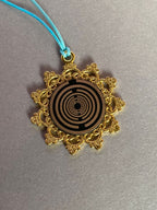 Amulett – Blume des Lebens, Lakhovsky MWOals schwarzer Coin mit goldlegiert eingearbeitet – Produktansicht 1