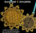 Amulett – Blume des Lebens, Lakhovsky MWOals schwarzer Coin mit goldlegiert eingearbeitet – Produktansicht 1