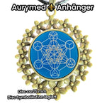 Amulett – bronzefarben, Metatron, Disc in blau 25 mm, zinnlegiert, kupferunterlegt – Produktansicht 1