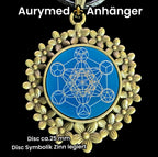 Amulett – bronzefarben, Metatron, Disc in blau 25 mm, zinnlegiert, kupferunterlegt – Produktansicht 1