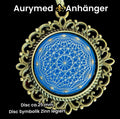 Amulett – bronzefarben, Dodecagram 12 – er Stern, Disc in blau 25 mm, zinnlegiert, kupferunterlegt – Produktansicht 1