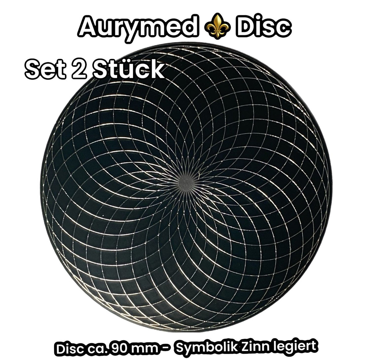 90 mm Disc – 2 Stück – Torus Feldwirbler, schwarz mit Zinn Legierung, doppelseitig, kupferunterlegt – Produktansicht 1