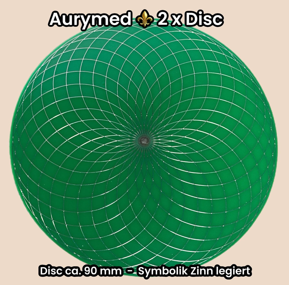 90 mm Disc – 2 Stück – Torus Feldwirbler, grün mit Zinn Legierung, doppelseitig, kupferunterlegt – Produktansicht 1