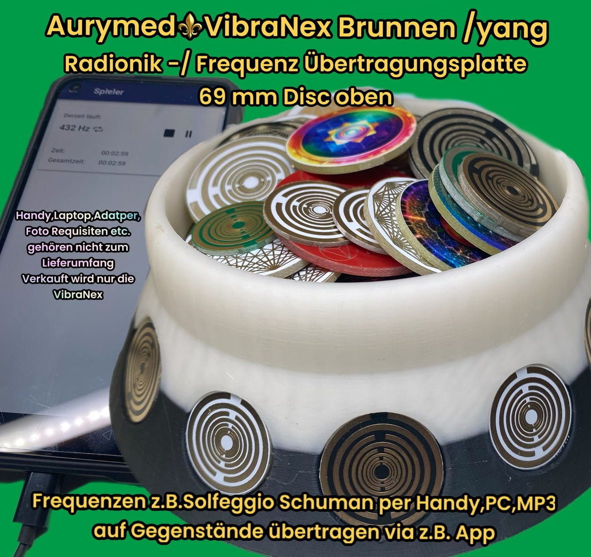 69 mm VibraNex Brunnen, 2-farbig, Oberflächenplatte goldlegiert – Produktansicht 1