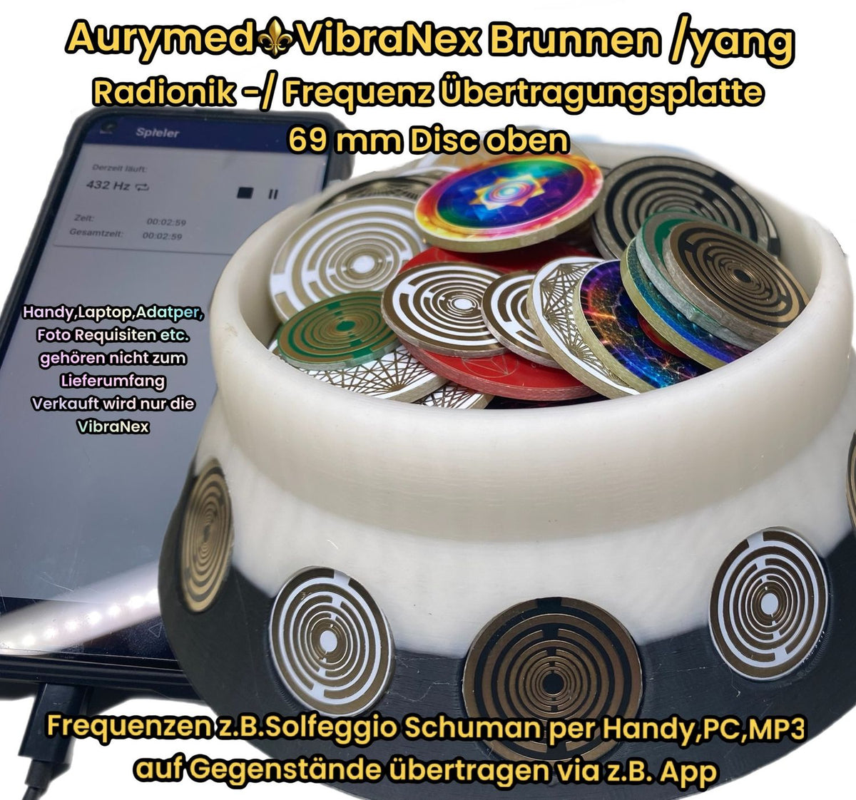69 mm VibraNex Brunnen, 2-farbig, Oberflächenplatte goldlegiert – Produktansicht 1