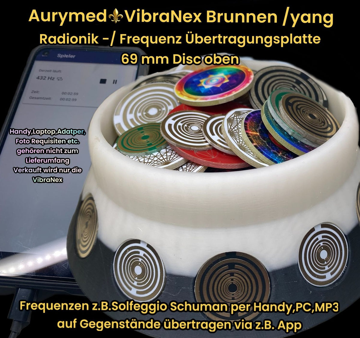 69 mm VibraNex Brunnen, 2-farbig, Oberflächenplatte goldlegiert – Produktansicht 1