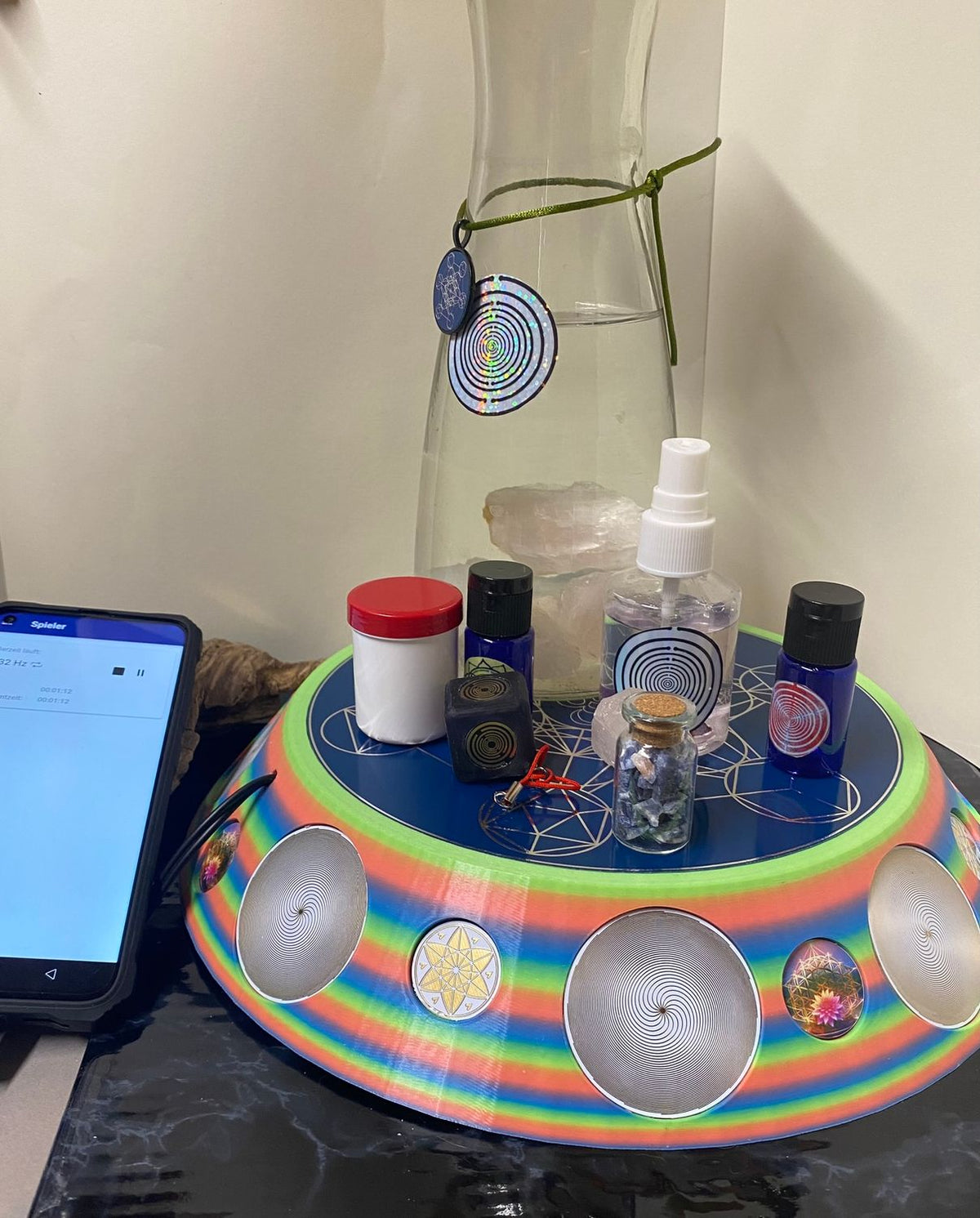 200 mm VibraNex UFO – Einhorn matt, Oberflächenplatte zinnlegiert – Produktansicht 1