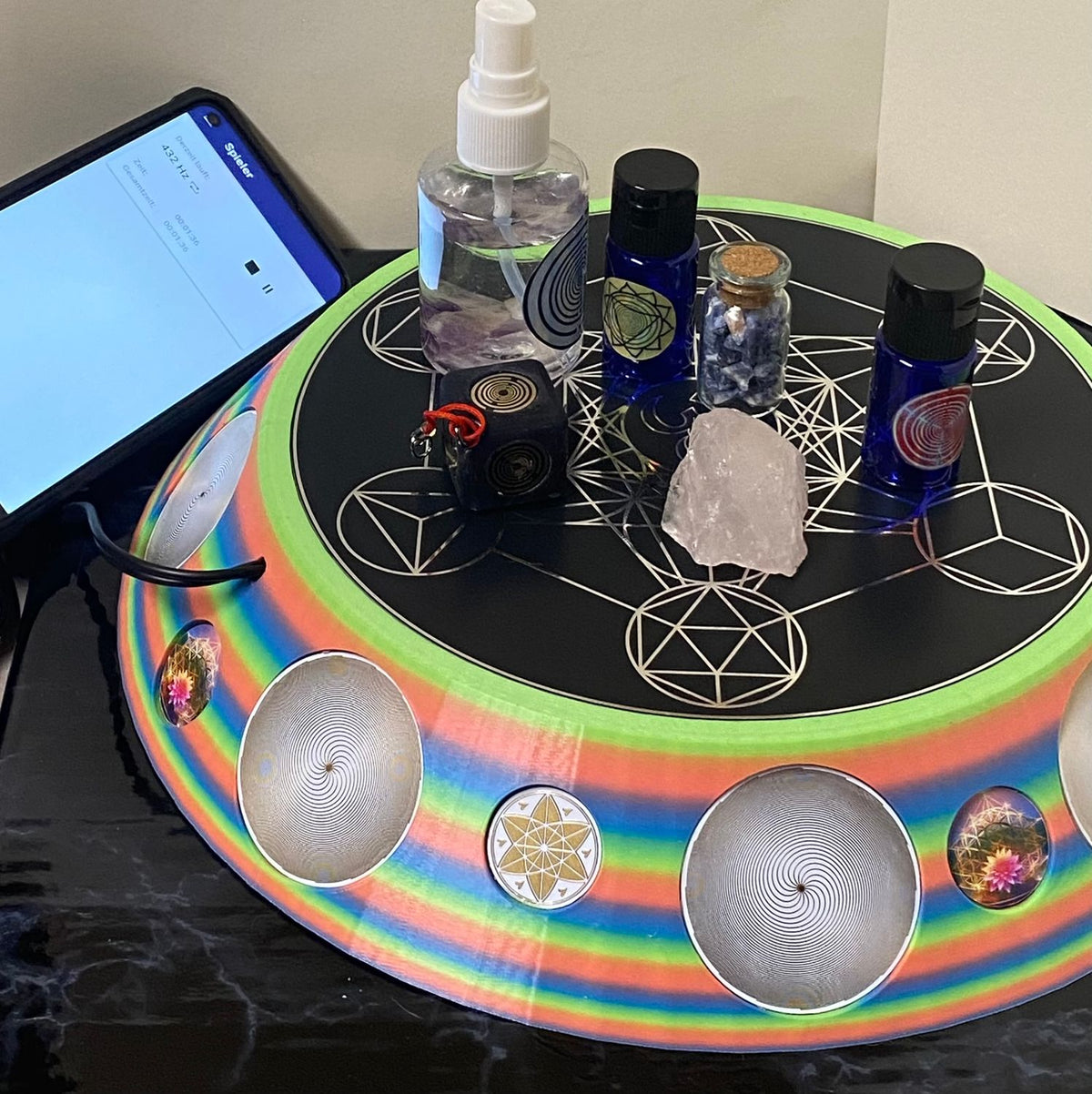 200 mm VibraNex UFO – Einhorn matt, Oberflächenplatte zinnlegiert – Produktansicht 1
