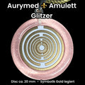 Amulett – Resin mit Glitzer – Lakhovsky MWO – 18 mm / goldlegiert / zart rose – Produktansicht 1