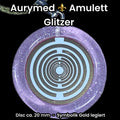Amulett – Resin mit Glitzer – Lakhovsky MWO – 18 mm / goldlegiert / flieder lila – Produktansicht 1