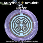 Amulett – Resin mit Glitzer – Lakhovsky MWO – 18 mm / goldlegiert / flieder lila – Produktansicht 1