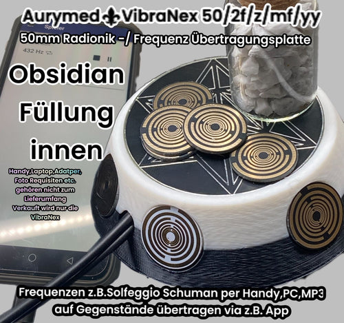 50 mm VibraNex UFO – 2-farbig, Oberflächenplatte zinnlegiert, Füllung Obsidian – Produktansicht 1