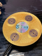 50 mm VibraNex UFO – 2-farbig, Oberflächensymbolik zinnlegiert, Füllung Tigerauge & Lapislazuli – Produktansicht 1