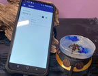 50 mm VibraNex UFO – 2-farbig, Oberflächensymbolik zinnlegiert, Füllung Tigerauge & Lapislazuli – Produktansicht 1
