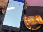 50 mm VibraNex UFO – 2-farbig, Oberflächensymbolik zinnlegiert, Füllung Tigerauge & Lapislazuli – Produktansicht 1