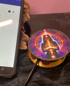 50 mm VibraNex UFO – 2-farbig, Oberflächensymbolik zinnlegiert, Füllung Tigerauge & Lapislazuli – Produktansicht 1