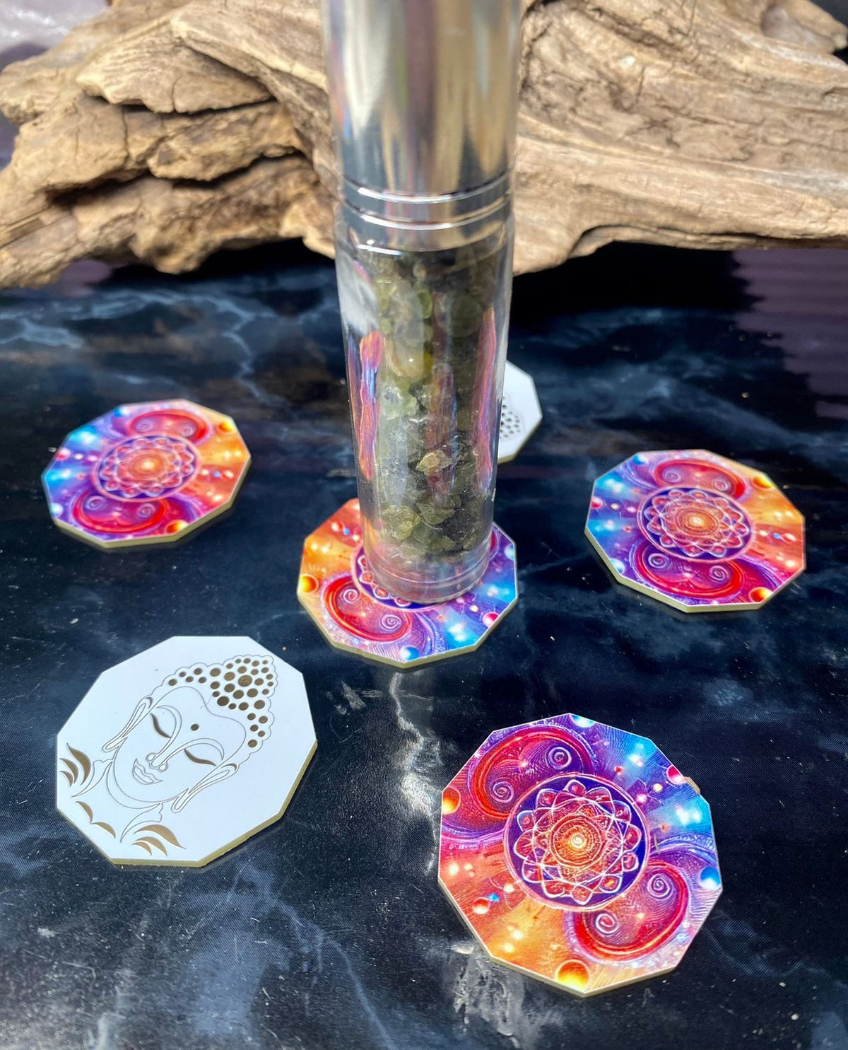 33 mm Discs – Buddha & galaktischer Schmetterling – Sparset