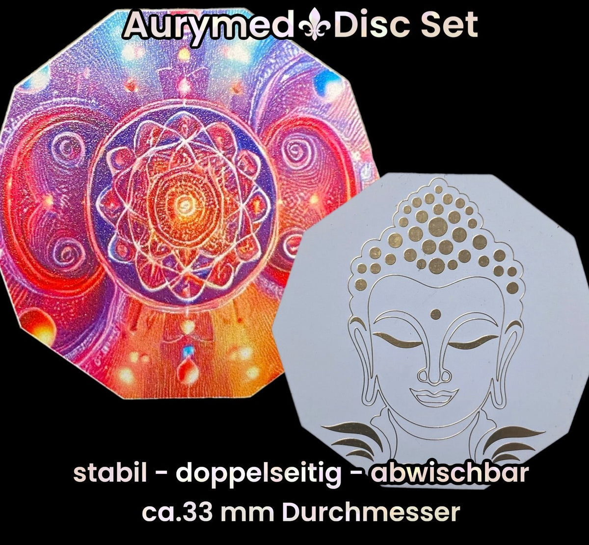 33 mm Discs – Buddha & galaktischer Schmetterling – Sparset