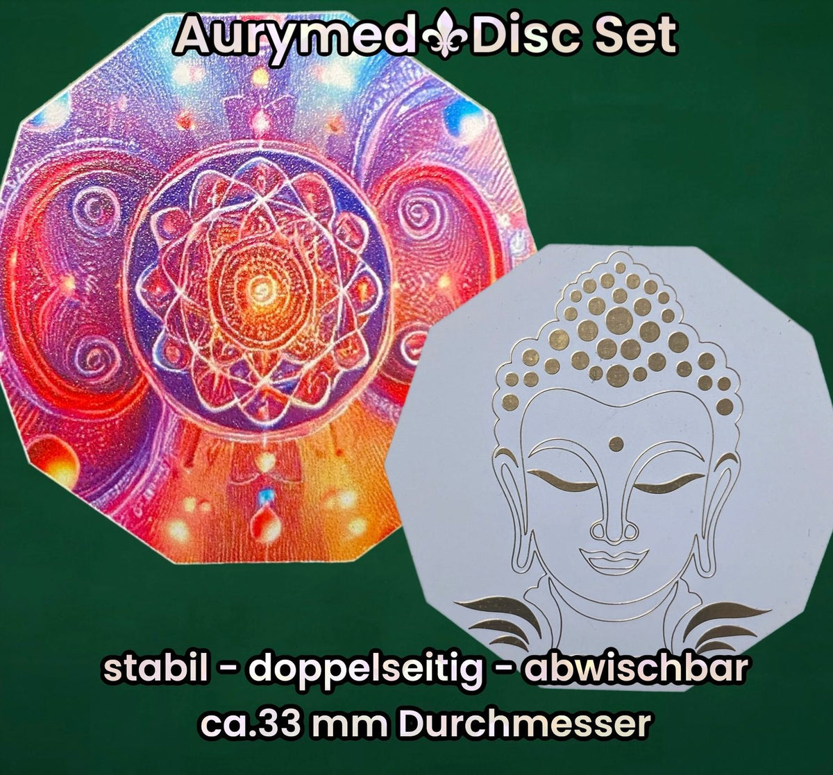 33 mm Discs – Buddha & galaktischer Schmetterling – Sparset