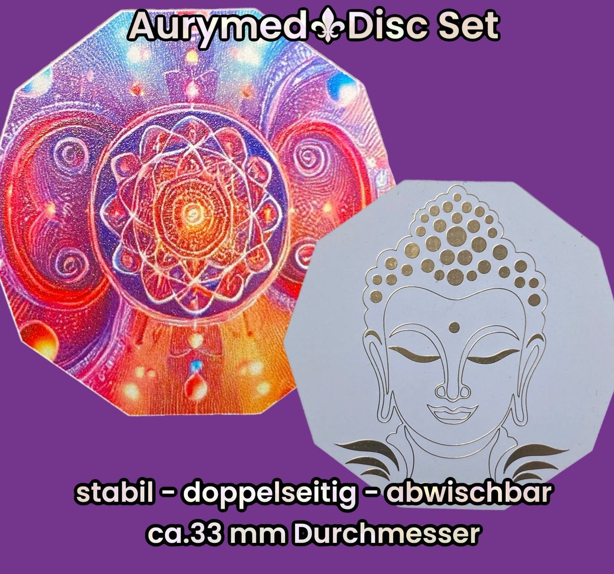 33 mm Discs – Buddha & galaktischer Schmetterling – Sparset