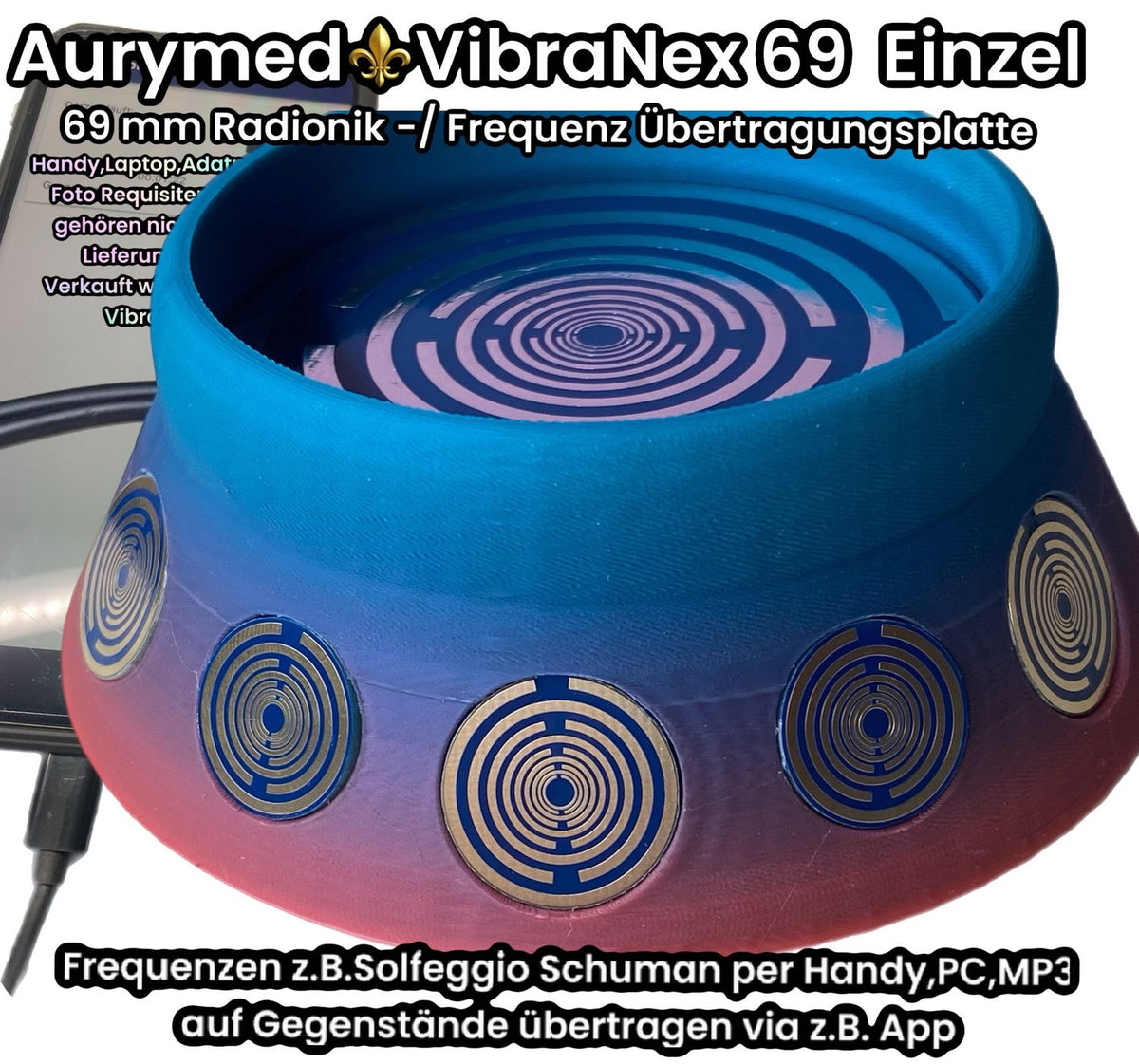 69 mm VibraNex Brunnen – Einhorn matt, Oberflächenplatte zinnlegiert – EINZELSTÜCK – Produktansicht 1