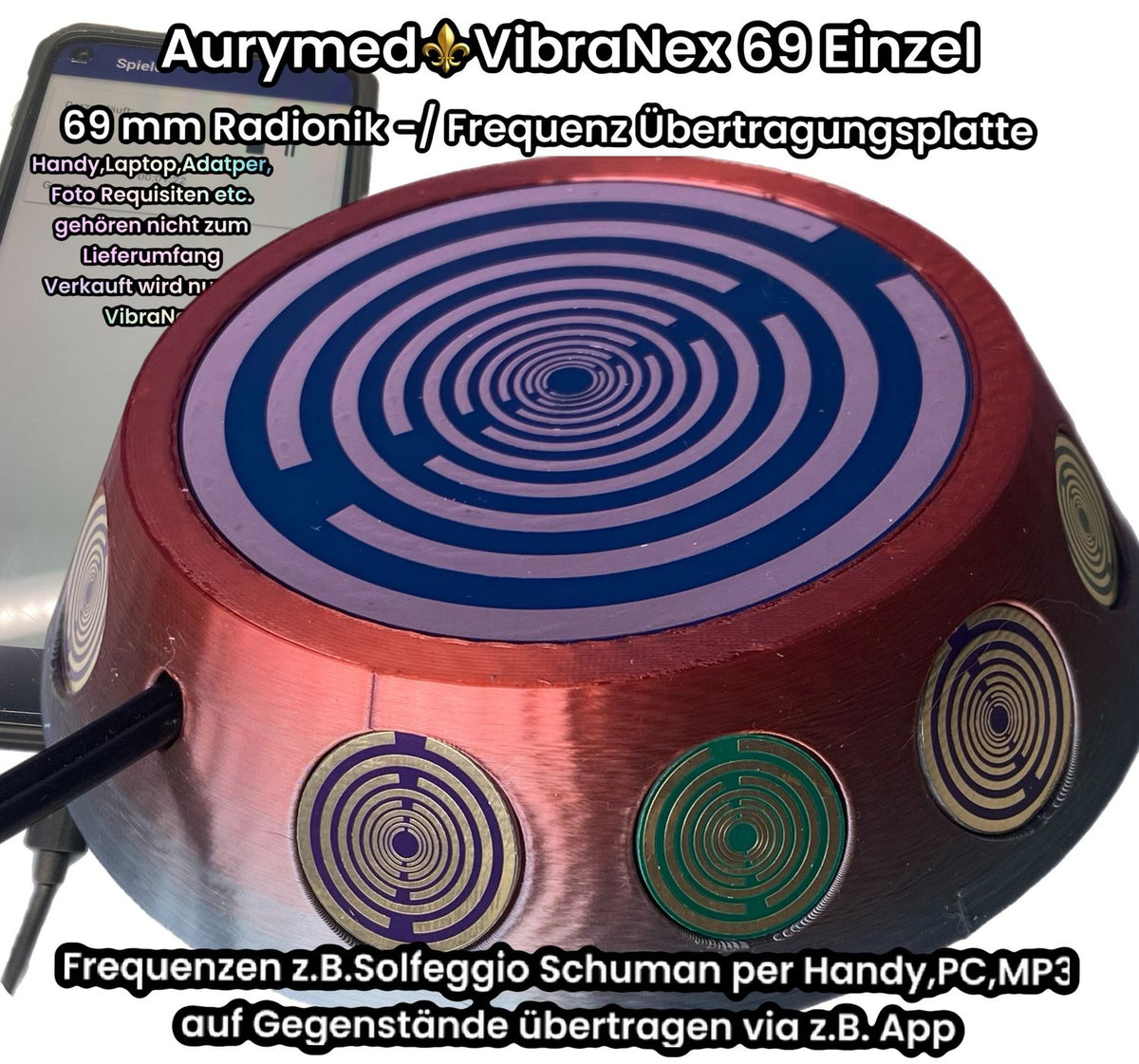69 mm VibraNex UFO – Einhorn glänzend, Oberflächenplatte zinnlegiert – EINZELSTÜCK – Produktansicht 1