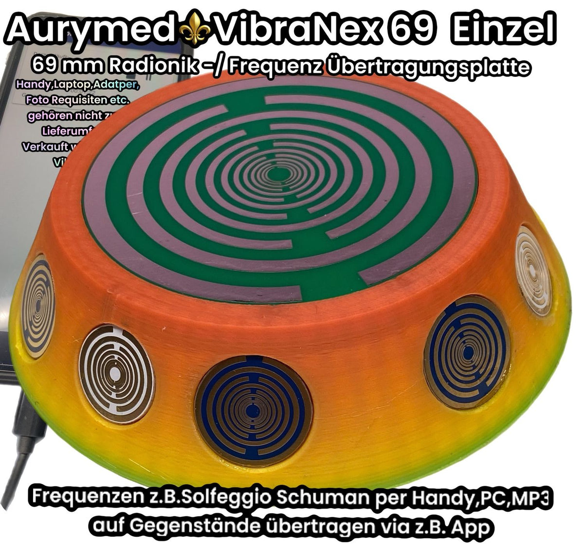 69 mm VibraNex UFO – Einhorn matt, Oberflächenplatte zinnlegiert – EINZELSTÜCK – Produktansicht 1