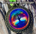 Amulett – bronzefarben, Baum des Lebens, Disc in regenbogenfarbend 25 mm – Produktansicht 1
