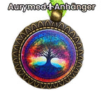 Amulett – bronzefarben, Baum des Lebens, Disc in regenbogenfarbend 25 mm – Produktansicht 1