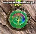 Amulett – bronzefarben, Baum des Lebens, Disc in regenbogenfarbend 25 mm – Produktansicht 1
