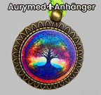 Amulett – bronzefarben, Baum des Lebens, Disc in regenbogenfarbend 25 mm – Produktansicht 1